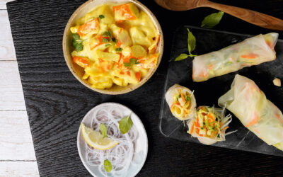 Sommerrollen mit Surimi in Curry-Creme